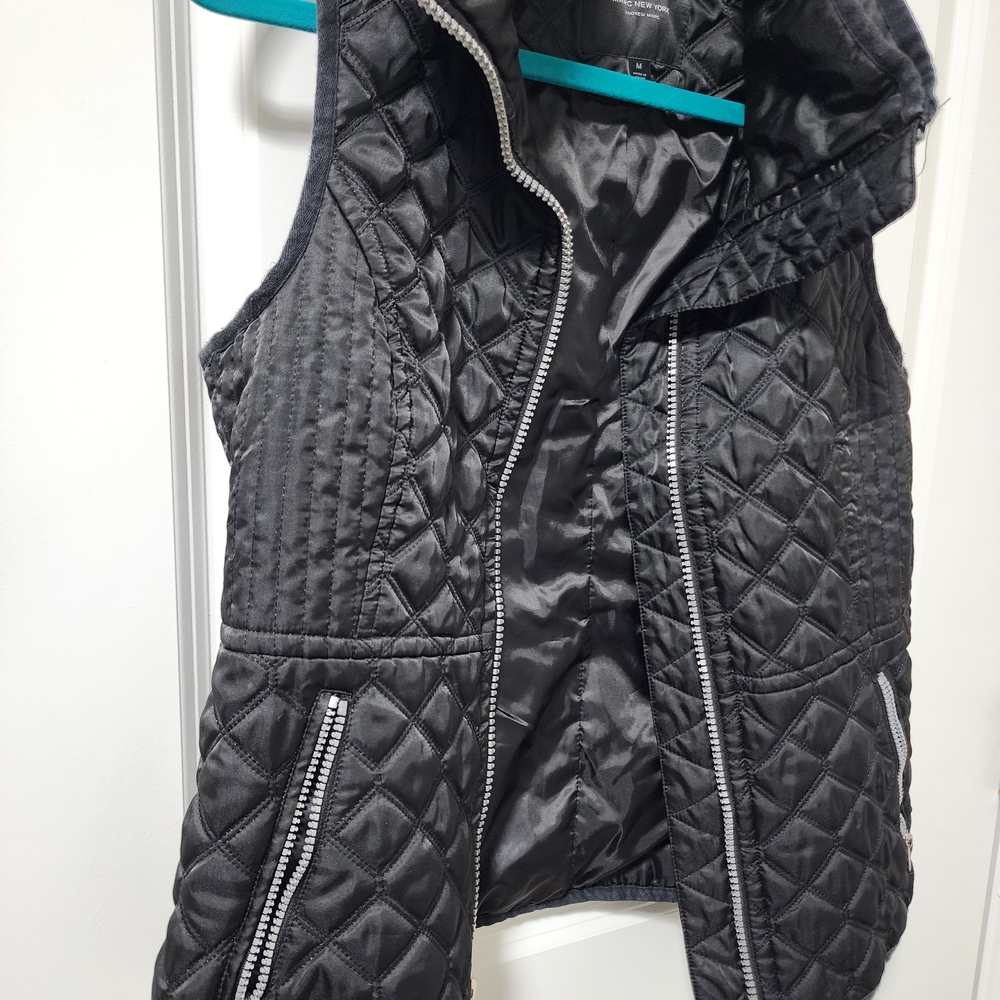 Marc New York Black Quilted Hooded Vest